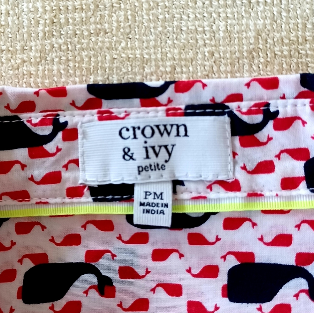 CROWN & IVY Shirt, Whale print, size Mp - Picture 5 of 13